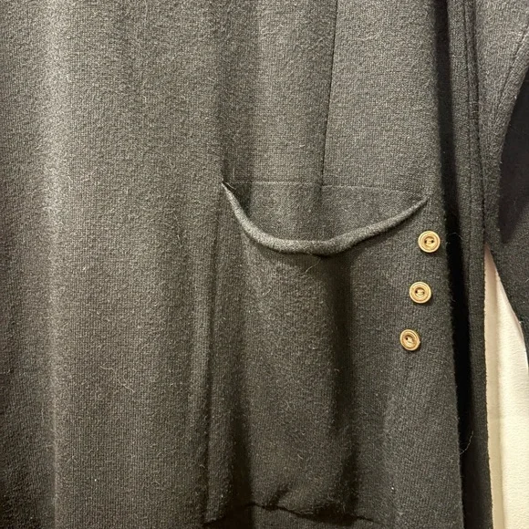 Elegant Black Button-Detail Sweater Dress - Picture 3 of 6